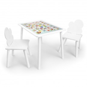 Детский комплект стол и два стула Облачко Rolti Baby с накладкой Алфавит (белая столешница/белое сиденье/белые ножки) в Еманжелинске - emanzhelinsk.ok-mebel.com | фото