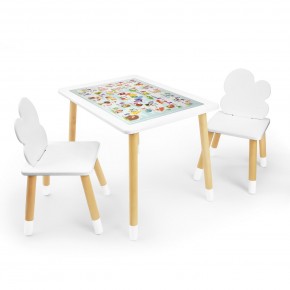 Детский комплект стол и два стула Облачко Rolti Baby с накладкой Алфавит (белая столешница/белое сиденье/береза ножки) в Еманжелинске - emanzhelinsk.ok-mebel.com | фото