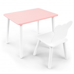 Детский комплект стол и стул «Мишка» Rolti Baby (розовый/белый, массив березы/мдф) в Еманжелинске - emanzhelinsk.ok-mebel.com | фото