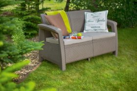 Диван пластиковый Корфу (Corfu love seat) капучино - песок в Еманжелинске - emanzhelinsk.ok-mebel.com | фото 2