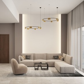 DK4067-BK+SG Подвесной светильник ORBIT, IP20, 15xGU10 LED, до 15 Вт, черный + сатинированное золото, алюминий в Еманжелинске - emanzhelinsk.ok-mebel.com | фото 4