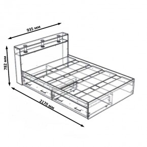 Камелия Кровать с ящиками 0900, цвет дуб сонома, ШхГхВ 93,5х217х78,2 см., сп.м. 900х2000 мм., без матраса, основание есть в Еманжелинске - emanzhelinsk.ok-mebel.com | фото 6