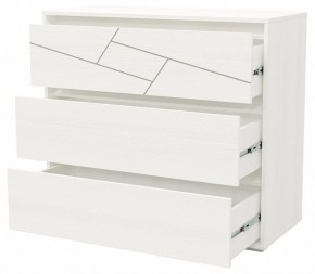 АДЕЛИНА Комод с тремя ящиками (белый рамух) в Еманжелинске - emanzhelinsk.ok-mebel.com | фото 2