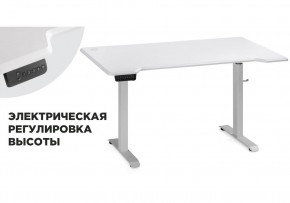 Компьютерный стол Маркос с механизмом подъема 140х80х75 белый / шагрень белая в Еманжелинске - emanzhelinsk.ok-mebel.com | фото 1