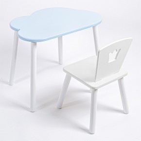 Комплект детский стол ОБЛАЧКО и стул КОРОНА ROLTI Baby (голубая  столешница/белое сиденье/белые ножки) в Еманжелинске - emanzhelinsk.ok-mebel.com | фото