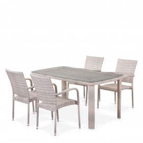 Комплект плетеной мебели T256C/Y376C-W85 Latte (4+1) + подушки на стульях в Еманжелинске - emanzhelinsk.ok-mebel.com | фото