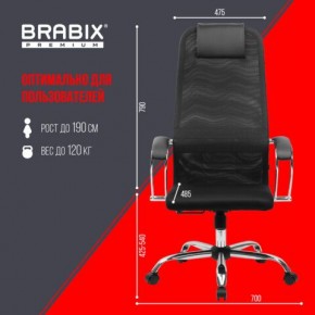 Кресло BRABIX PREMIUM "Ultimate EX-800" хром, плотная двойная сетка Х2, черное, 532911 в Еманжелинске - emanzhelinsk.ok-mebel.com | фото 6