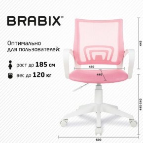 Кресло BRABIX "Fly MG-396W", с подлокотниками, пластик белый, сетка, розовое, 533008 в Еманжелинске - emanzhelinsk.ok-mebel.com | фото 5