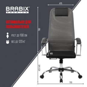 Кресло офисное BRABIX PREMIUM "Ultimate EX-800" хром, плотная двойная сетка Х2, черное/серое, 532912 в Еманжелинске - emanzhelinsk.ok-mebel.com | фото 3