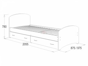 Кровать-6 одинарная с 2-мя ящиками (900*2000) в Еманжелинске - emanzhelinsk.ok-mebel.com | фото 2