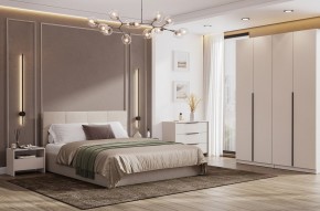 Кровать двойная №4 с основанием (Бежевый) в Еманжелинске - emanzhelinsk.ok-mebel.com | фото 3