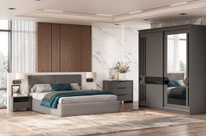 Кровать двойная №4 с основанием (Серый) в Еманжелинске - emanzhelinsk.ok-mebel.com | фото 3
