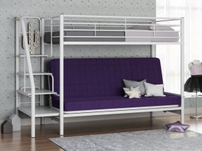 Кровать двухъярусная с диваном "Мадлен-3" (Белый/Фиолетовы) в Еманжелинске - emanzhelinsk.ok-mebel.com | фото