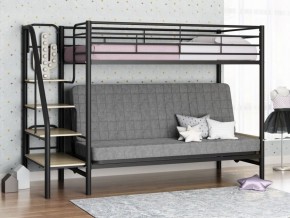 Кровать двухъярусная с диваном "Мадлен-3" (Черный/Серый) в Еманжелинске - emanzhelinsk.ok-mebel.com | фото