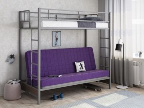 Кровать двухъярусная с диваном "Мадлен" (Серый/Фиолетовый) в Еманжелинске - emanzhelinsk.ok-mebel.com | фото