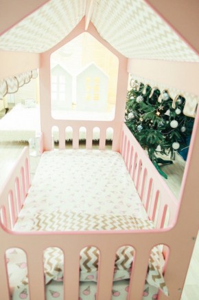 Кровать-домик без ящика 800*1600 (Розовый) в Еманжелинске - emanzhelinsk.ok-mebel.com | фото 3