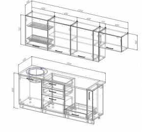 Кухонный гарнитур Антрацит 2550 (Стол. 26мм) в Еманжелинске - emanzhelinsk.ok-mebel.com | фото 2