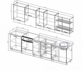 Кухонный гарнитур Антрацит 3000 (Стол. 26мм) в Еманжелинске - emanzhelinsk.ok-mebel.com | фото 2