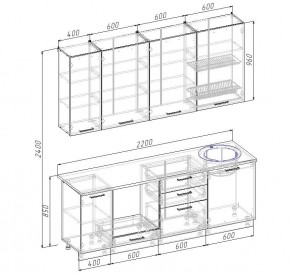 Кухонный гарнитур Крафт 2200 h950 (Стол. 26мм) в Еманжелинске - emanzhelinsk.ok-mebel.com | фото 2