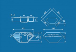 Мойка кухонная ULGRAN U-409 (970*500) в Еманжелинске - emanzhelinsk.ok-mebel.com | фото 2