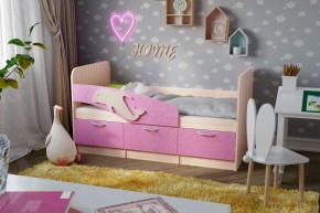 Кровать Дельфин 1,9 (Белый/Ламарти розовый) в Еманжелинске - emanzhelinsk.ok-mebel.com | фото 2