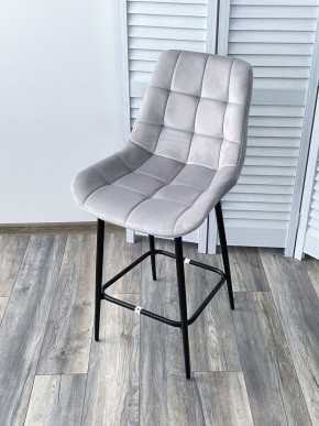 Полубарный стул ХОФМАН, цвет H-09 Светло-серый, велюр / черный каркас H=63cm М-City в Еманжелинске - emanzhelinsk.ok-mebel.com | фото 4