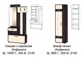 ИНФИНИТИ Прихожая (Секция с зеркалом + шкаф-пенал) в Еманжелинске - emanzhelinsk.ok-mebel.com | фото 3