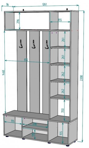 Прихожая с зеркалом V19_M в Еманжелинске - emanzhelinsk.ok-mebel.com | фото 2