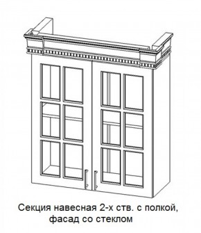 Секция навесная 2-х ств. с полкой "Верона", фасад со стеклом (800) в Еманжелинске - emanzhelinsk.ok-mebel.com | фото