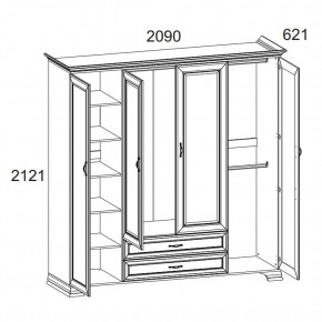 Шкаф 4D2S Z, TIFFANY, цвет вудлайн кремовый в Еманжелинске - emanzhelinsk.ok-mebel.com | фото 2