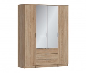 Шкаф 4х дверный с зеркалами Николь СБ-2595/1 (Дуб Сонома) в Еманжелинске - emanzhelinsk.ok-mebel.com | фото