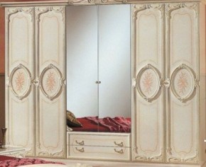 Шкаф 6-и дверный с зеркалами (01.146) Роза (беж) в Еманжелинске - emanzhelinsk.ok-mebel.com | фото