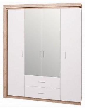 Шкаф для одежды с ящиками 4-х створчатый с зеркалом Люмен 16 в Еманжелинске - emanzhelinsk.ok-mebel.com | фото