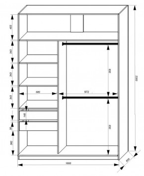 Шкаф-купе 1600 серии SOFT D8+D2+B2+PL4 (2 ящика+F обр.штанга) профиль «Графит» в Еманжелинске - emanzhelinsk.ok-mebel.com | фото 2