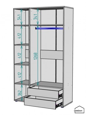 Шкаф Linnea MHR-3-2 2050х1200х510 (ДВ-М 11.1.25) в Еманжелинске - emanzhelinsk.ok-mebel.com | фото 3