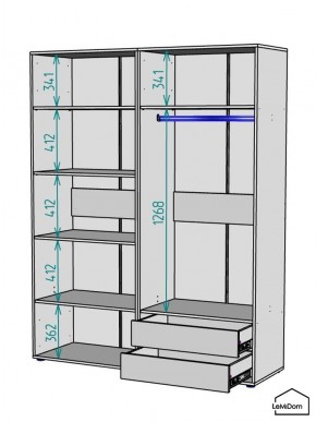 Шкаф Linnea MHR-4-2 2050х1600х510 (ДВ-М 11.1.25) в Еманжелинске - emanzhelinsk.ok-mebel.com | фото 3