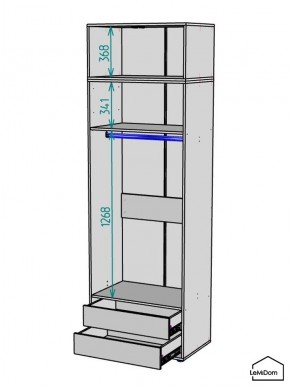 Шкаф с антресолью Linnea MHR-2A-3 2450х800х510 (ДВ-М 11.1.25) в Еманжелинске - emanzhelinsk.ok-mebel.com | фото 3