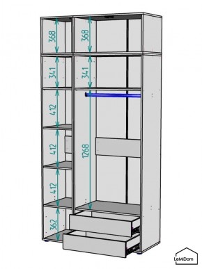 Шкаф с антресолью Linnea MHR-3POA-2 2450х1200х510 (Белый-М 11.1.2) в Еманжелинске - emanzhelinsk.ok-mebel.com | фото 3