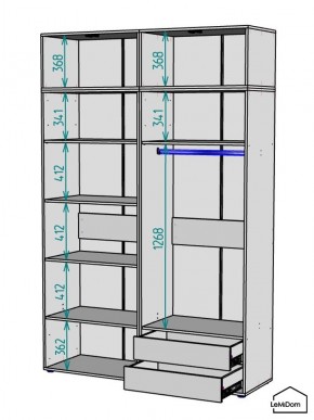 Шкаф с антресолью Linnea MHR-4A-2 2450х1600х510 (Графит-М 11.1.25) в Еманжелинске - emanzhelinsk.ok-mebel.com | фото 3