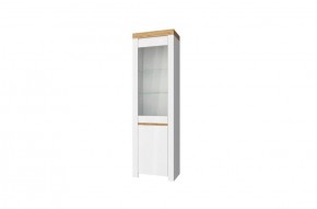 Шкаф с витриной  1V1D, TAURUS, цвет белый/дуб вотан в Еманжелинске - emanzhelinsk.ok-mebel.com | фото 1