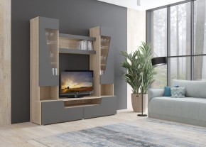 Стенка АНТАЛИЯ 2 (Сонома/Графит софт) в Еманжелинске - emanzhelinsk.ok-mebel.com | фото 3