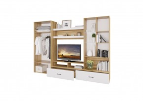 Стенка НЕНСИ 1 (Крафт золотой/Белый глянец) в Еманжелинске - emanzhelinsk.ok-mebel.com | фото 2