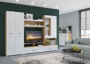 Стенка НЕНСИ 1 (Крафт золотой/Белый глянец) в Еманжелинске - emanzhelinsk.ok-mebel.com | фото 3