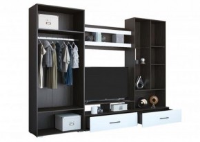 Стенка Ненси 1 (Венге/Белый глянец) в Еманжелинске - emanzhelinsk.ok-mebel.com | фото 3