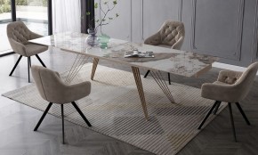 Стол ACERRA NEW 160 GLOSS LUXURY PANDORA SOLID CERAMIC/ каркас цвета шампань, ®DISAUR в Еманжелинске - emanzhelinsk.ok-mebel.com | фото 3