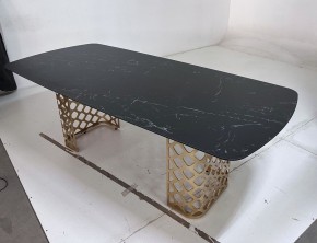 Стол CHIAVARI 220 KL-116 Черный мрамор матовый, итальянская керамика / бронзовый, ®DISAUR в Еманжелинске - emanzhelinsk.ok-mebel.com | фото 6