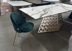 Стол ENNA 220 KL-188 Контрастный мрамор матовый, итальянская керамика/ каркас цвета шампань, ®DISAUR в Еманжелинске - emanzhelinsk.ok-mebel.com | фото 8