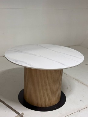 Стол MESA D120 цвет БЕЛЫЙ МРАМОР M326 / Каркас OAK, ®DISAUR в Еманжелинске - emanzhelinsk.ok-mebel.com | фото 2