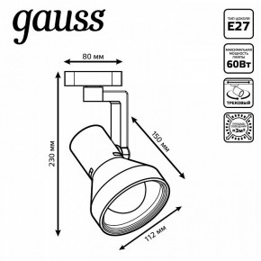 Светильник на штанге Gauss Track Light TR005 в Еманжелинске - emanzhelinsk.ok-mebel.com | фото 6