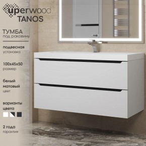 Тумба под раковину Uperwood Tanos 100 см, подвесная, белая/графит в Еманжелинске - emanzhelinsk.ok-mebel.com | фото 3